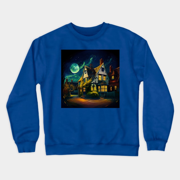 Starry Night Over Godric's Hollow Crewneck Sweatshirt by Grassroots Green